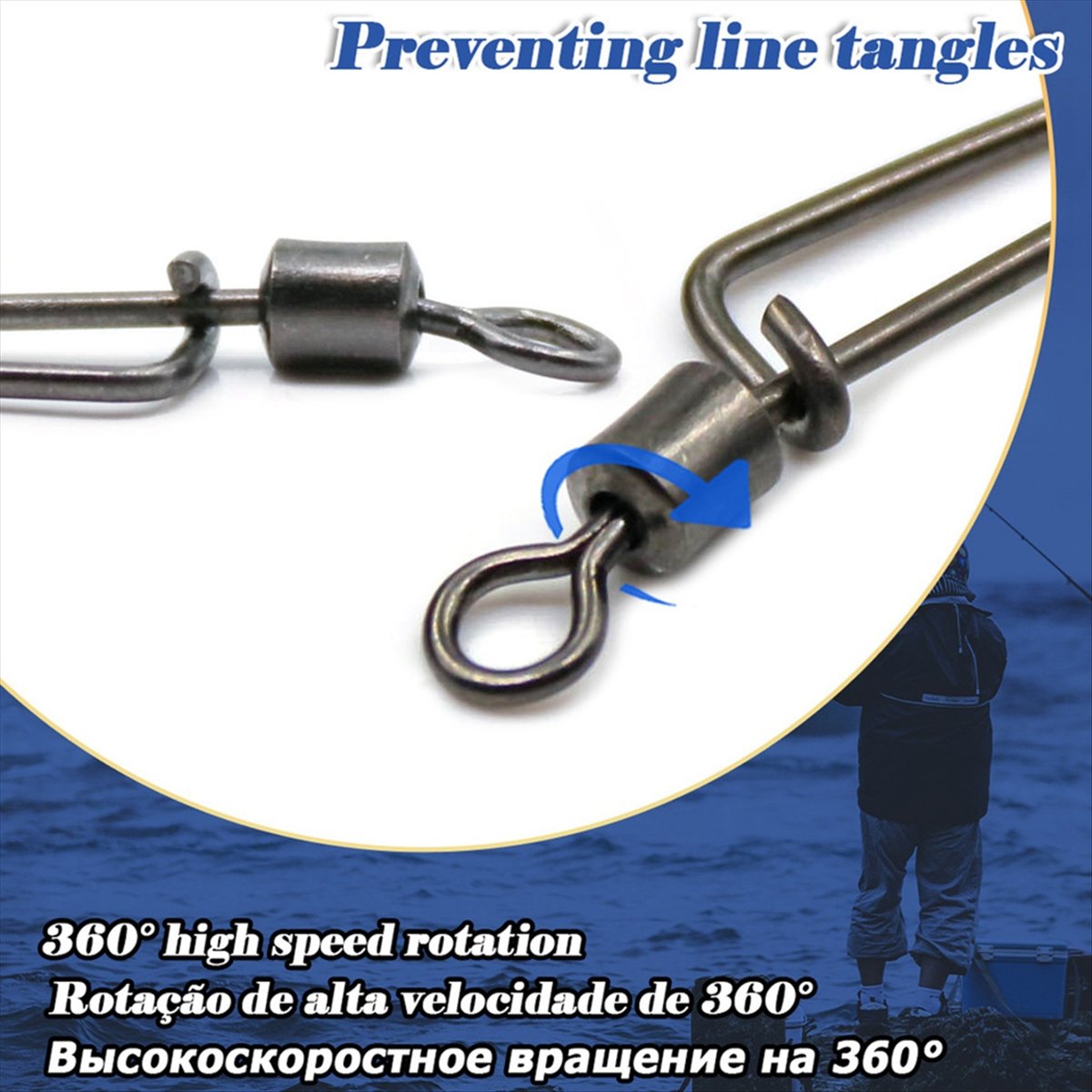 Fishing Swivel Connector - Карабины-вертлюги T34C с защелкой Coastlock, 25