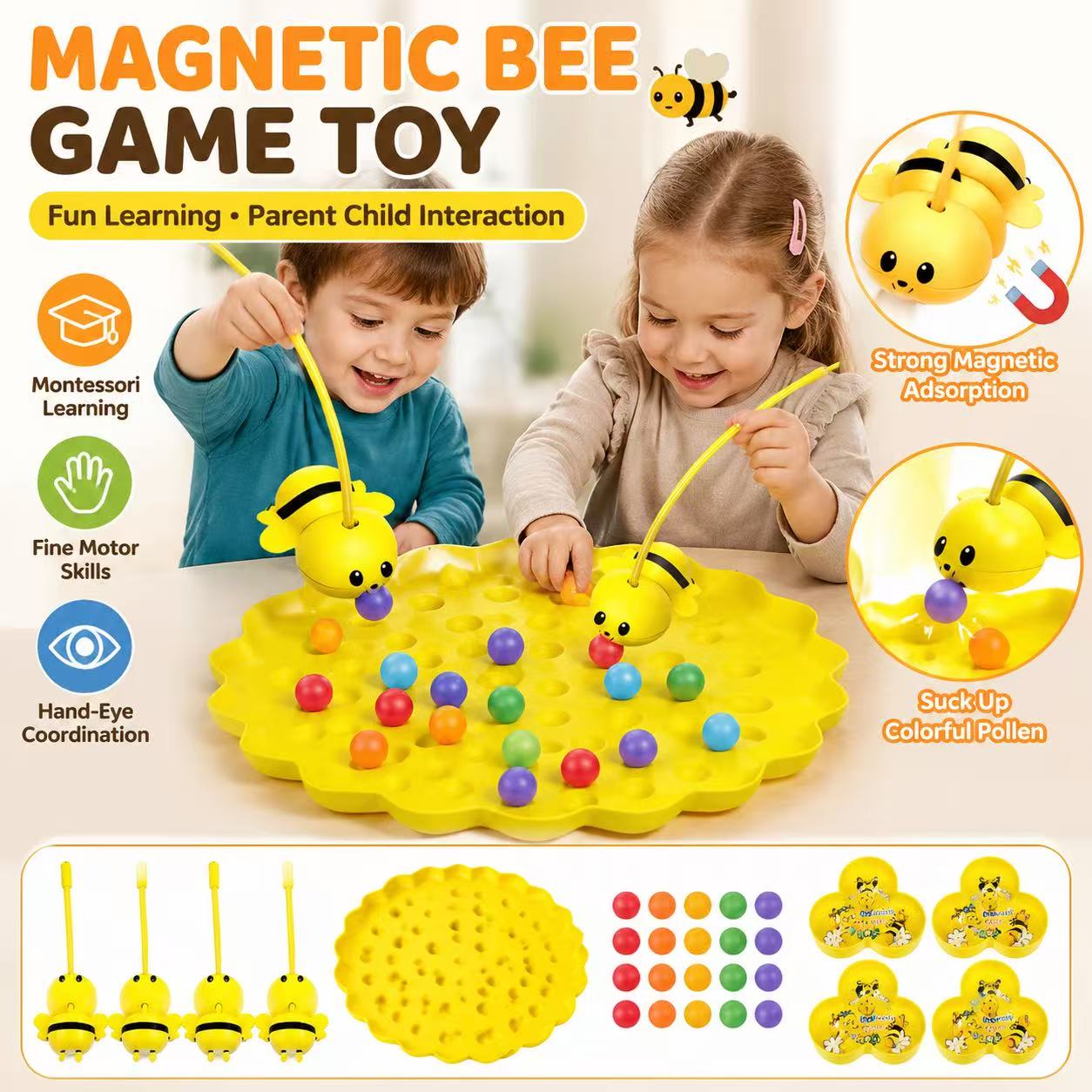 Fishing Equipment For Kids - Магнитная игра «Милая пчелка собирает мед»,
